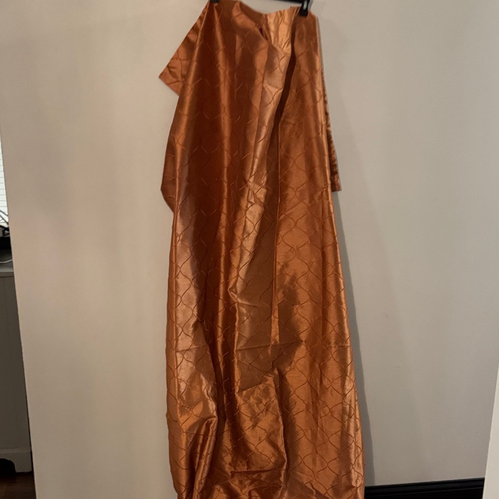 Elegant Orange Satin curtain Panel.  Set of 4.